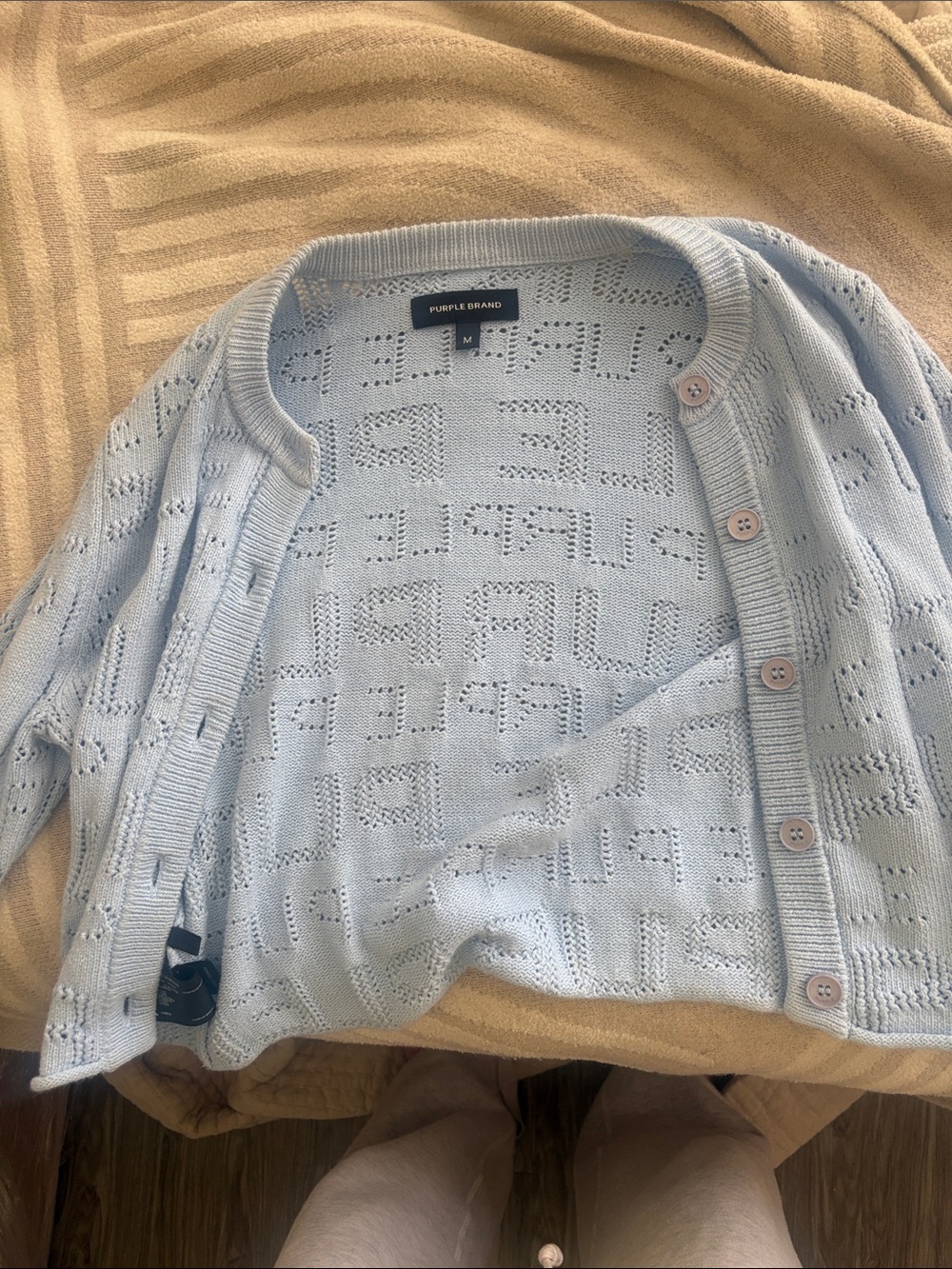 Light Blue Purple Brand  Button-Front Sweater Cardigan